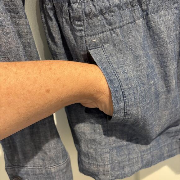 Talbots Jacket Women XS Extra Small Blue Chambray Utility Drawstring Funnel Neck - Picture 6 of 11